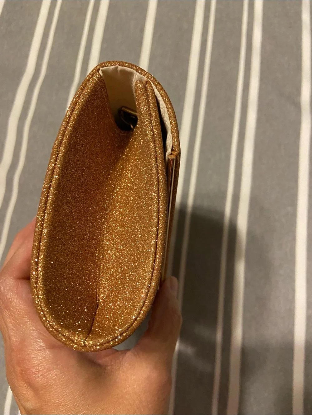 Source Unknown Bronze Glitter Envelope Clutch